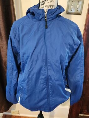 Sport-Tek Navy Royal Blue Full-zip Hooded Windbreaker Large "Wings"